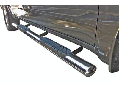 4-Inch Straight Oval Side Step Bars; Rocker Mount; Semi-Gloss Black (24-25 Tacoma Double Cab)