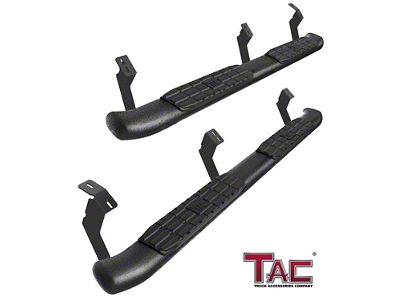 4.25-Inch PNC Oval Side Step Bars; Textured Black (05-23 Tacoma Double Cab)
