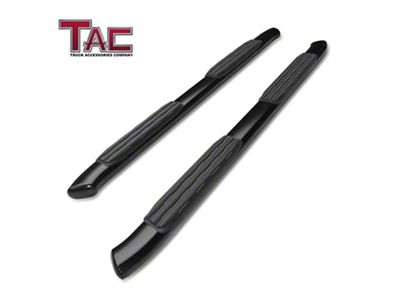 5-Inch Oval Side Step Bars; Gloss Black (05-23 Tacoma Double Cab)