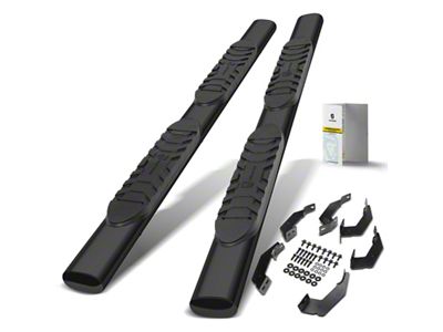 5-Inch Oval Straight Side Step Bars; Black (05-23 Tacoma Double Cab)