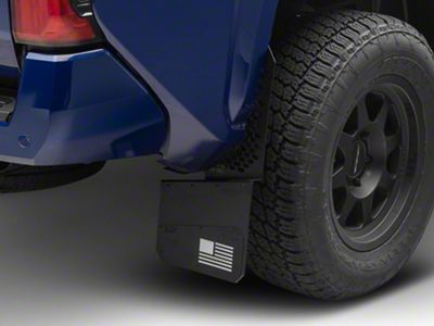 REK-mesh X Merica Universal Offset Standard 12-Inch Wide Mud Flaps with White Logo; Front or Rear (Universal; Some Adaptation May Be Required)