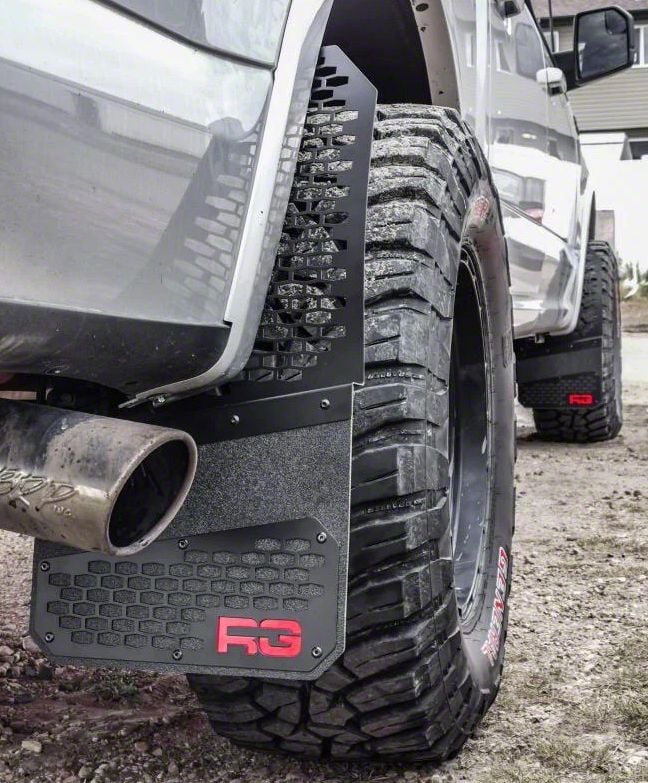 Tacoma 8-Inch Rek Mesh Offset Mud Flaps; Front or Rear; Red