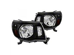 Amber Crystal Headlights; Black Housing; Clear Lens (05-11 Tacoma)