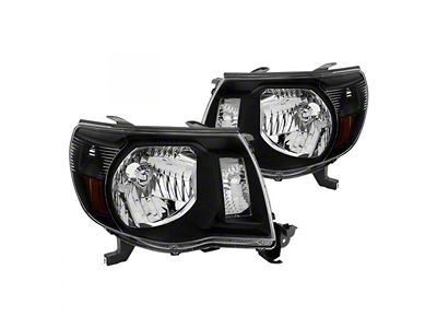 Amber Crystal Headlights; Black Housing; Clear Lens (05-11 Tacoma)