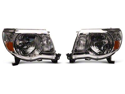 Amber Crystal Headlights; Chrome Housing; Clear Lens (05-11 Tacoma)