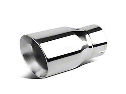 Angled Cut Dual Wall Exhaust Tip; 4-Inch; Polished (Fits 3-Inch Tailpipe)