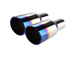 Angled Cut Round Exhaust Tips; 3.80-Inch; Burnt Blue Tip (Fits 2.50-Inch Tailpipe)