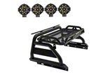 Atlas Roll Bar with 7-Inch Black Round LED Lights for Tonneau Cover; Black (05-23 Tacoma)