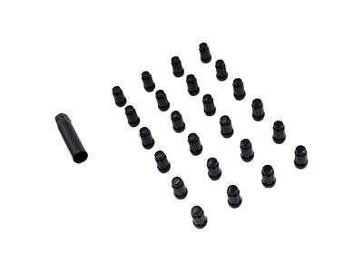 Black 6-Spline Lug Nut Kit; 12mm x 1.5; Set of 24 (05-26 Tacoma)