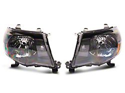 Euro Crystal Headlights; Matte Black Housing; Clear Lens (05-11 Tacoma)