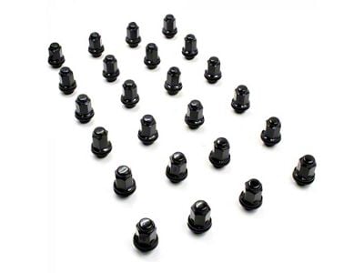 Black Factory Style Lug Nut Kit; 12mm x 1.5; Set of 24 (05-25 Tacoma)