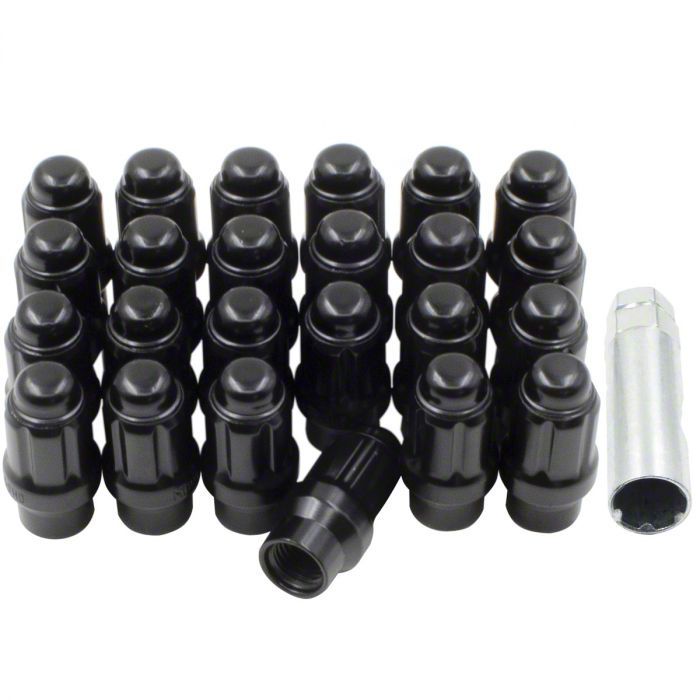 Bulge Black Acorn Lug Nut Kit; 12mm x 1.5; Set of 24 (0524