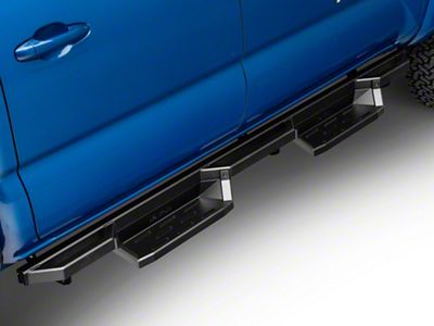 Square Tube Drop Style Nerf Side Step Bars; Matte Black (05-23 Tacoma Double Cab)