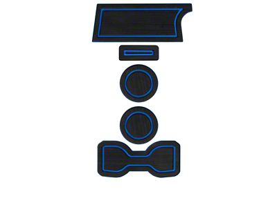 Center Console Cup Holder Inserts; Black/Blue (16-23 Tacoma w/ Manual Transmission)