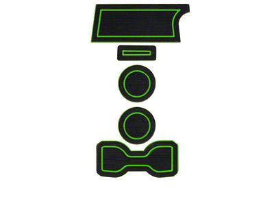 Center Console Cup Holder Inserts; Black/Green (16-23 Tacoma w/ Manual Transmission)