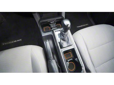 Center Console Cup Holder Inserts; Black/Orange (16-23 Tacoma w/ Automatic Transmission)