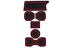 Center Console Cup Holder Inserts; Black/Red (16-23 Tacoma w/ Automatic Transmission)