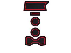 Center Console Cup Holder Inserts; Black/Red (16-23 Tacoma w/ Manual Transmission)