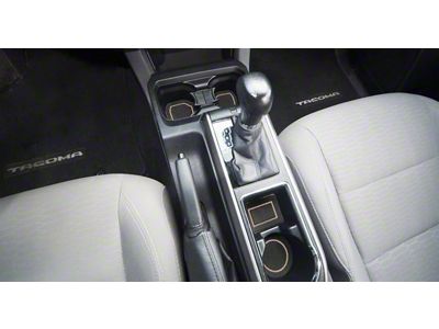 Center Console Cup Holder Inserts; Black/Tan (16-23 Tacoma w/ Automatic Transmission)