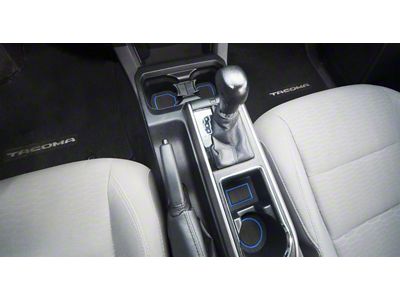 Center Console Cup Holder Inserts without QI Phone Charger Insert; Black/Blue (16-23 Tacoma w/ Automatic Transmission)