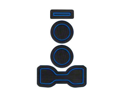 Center Console Cup Holder Inserts without QI Phone Charger Insert; Black/Blue (16-23 Tacoma w/ Manual Transmission)