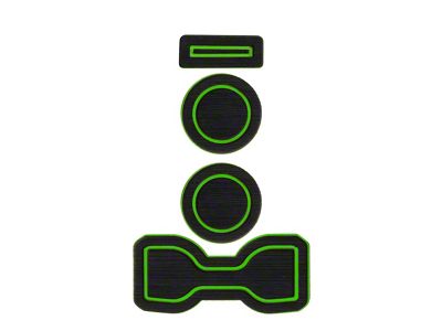 Center Console Cup Holder Inserts without QI Phone Charger Insert; Black/Green (16-23 Tacoma w/ Manual Transmission)