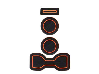Center Console Cup Holder Inserts without QI Phone Charger Insert; Black/Orange (16-23 Tacoma w/ Manual Transmission)