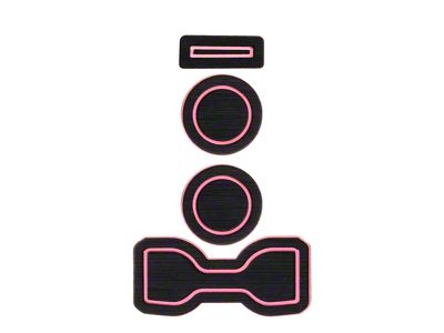 Center Console Cup Holder Inserts without QI Phone Charger Insert; Black/Pink (16-23 Tacoma w/ Manual Transmission)