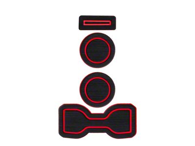 Center Console Cup Holder Inserts without QI Phone Charger Insert; Black/Red (16-23 Tacoma w/ Manual Transmission)