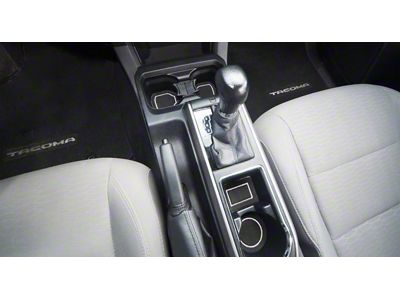 Center Console Cup Holder Inserts without QI Phone Charger Insert; Black/White (16-23 Tacoma w/ Automatic Transmission)