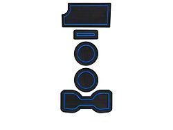 Center Console Cup Holder Inserts with QI Phone Charger Insert; Black/Blue (16-23 Tacoma w/ Manual Transmission)