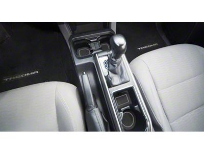 Center Console Cup Holder Inserts with QI Phone Charger Insert; Black/Gray (16-23 Tacoma w/ Automatic Transmission)
