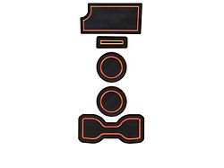Center Console Cup Holder Inserts with QI Phone Charger Insert; Black/Orange (16-23 Tacoma w/ Manual Transmission)