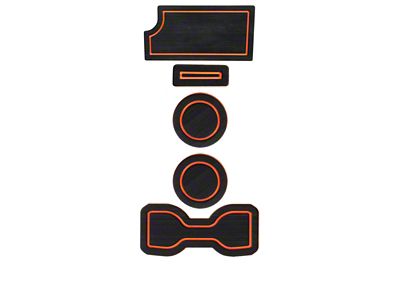 Center Console Cup Holder Inserts with QI Phone Charger Insert; Black/Orange (16-23 Tacoma w/ Manual Transmission)