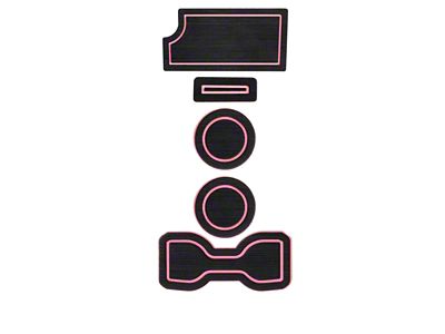 Center Console Cup Holder Inserts with QI Phone Charger Insert; Black/Pink (16-23 Tacoma w/ Manual Transmission)