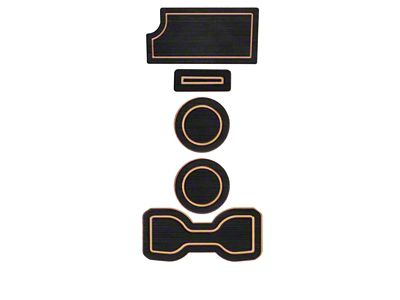 Center Console Cup Holder Inserts with QI Phone Charger Insert; Black/Tan (16-23 Tacoma w/ Manual Transmission)