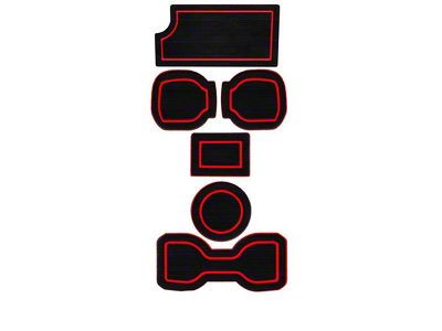 Center Console Cup Holder Inserts with QI Phone Charger Insert; Black/Red (16-23 Tacoma w/ Automatic Transmission)