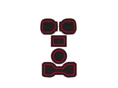 Center Console Cup Holder Inserts without QI Phone Charger Insert; Black/Red (16-23 Tacoma w/ Automatic Transmission)