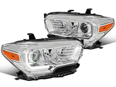 TRD Style Projector Headlights with DRL; Chrome Housing; Clear Lens (16-23 Tacoma w/ Factory LED DRL)