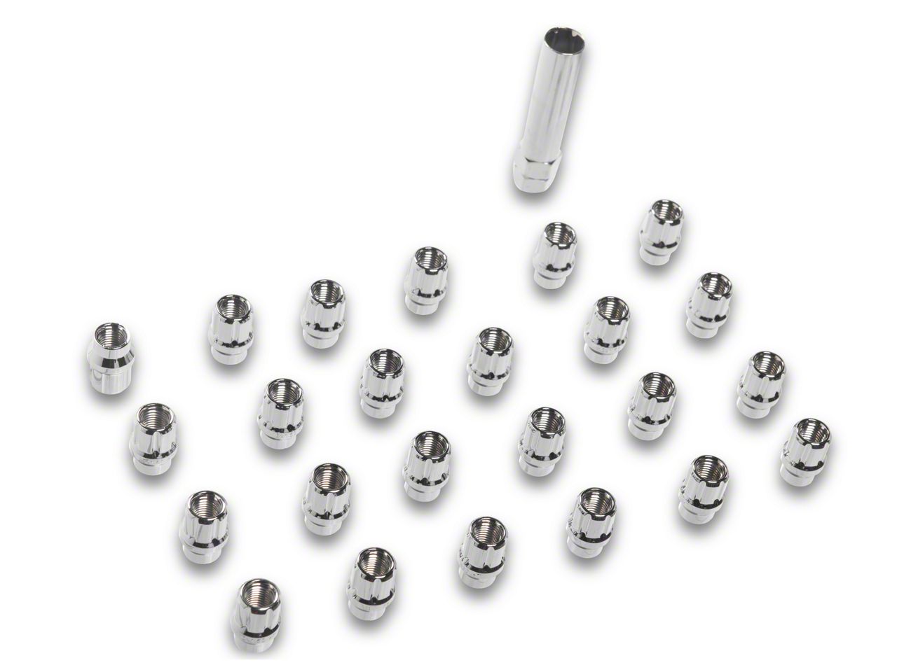 Chrome Open Acorn Spline ET Lug Nuts; M12x1.5; Set of 24 (0524