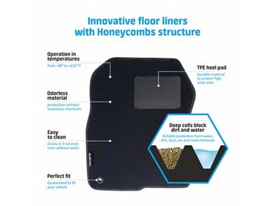 Custom Fit Front and Rear Floor Liners; Black (18-23 Tacoma Double Cab w/ Automatic Transmission)