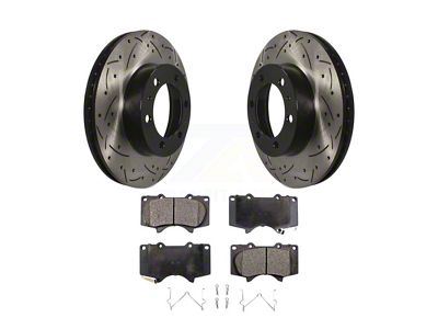 Drilled and Slotted 6-Lug Brake Rotor and Ceramic Pad Kit; Front (05-23 Tacoma)