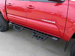 Drop Style Door to Door Nerf Side Step Bars; Black (24-25 Tacoma Double Cab)