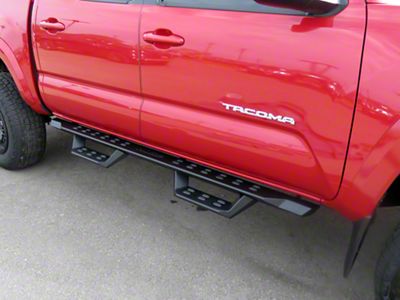 Drop Style Door to Door Nerf Side Step Bars; Black (24-25 Tacoma Double Cab)