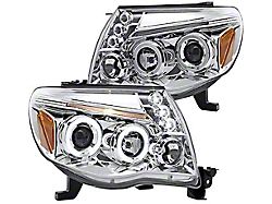 Dual Halo Projector Headlights; Chrome Housing; Clear Lens (05-11 Tacoma)