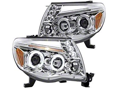 Dual Halo Projector Headlights; Chrome Housing; Clear Lens (05-11 Tacoma)