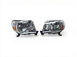 Factory Style Headlights with Amber Corners; Chrome Housing; Clear Lens (05-11 Tacoma)