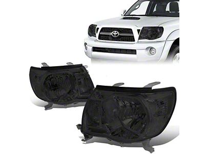 Factory Style Headlights with Clear Corners; Chrome Housing; Smoked Lens (05-11 Tacoma)