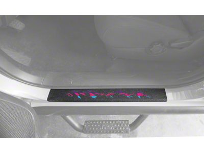 Front Door Sill Protection with Mountain Logo; Black with Lady TRI-Color (05-23 Tacoma)