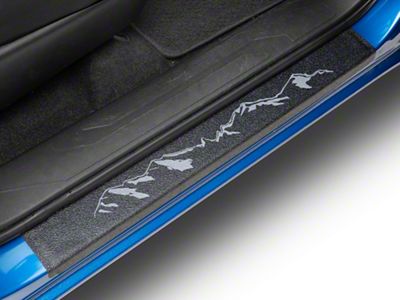 Front Door Sill Protection with Mountain Logo; Textured Black (05-23 Tacoma)